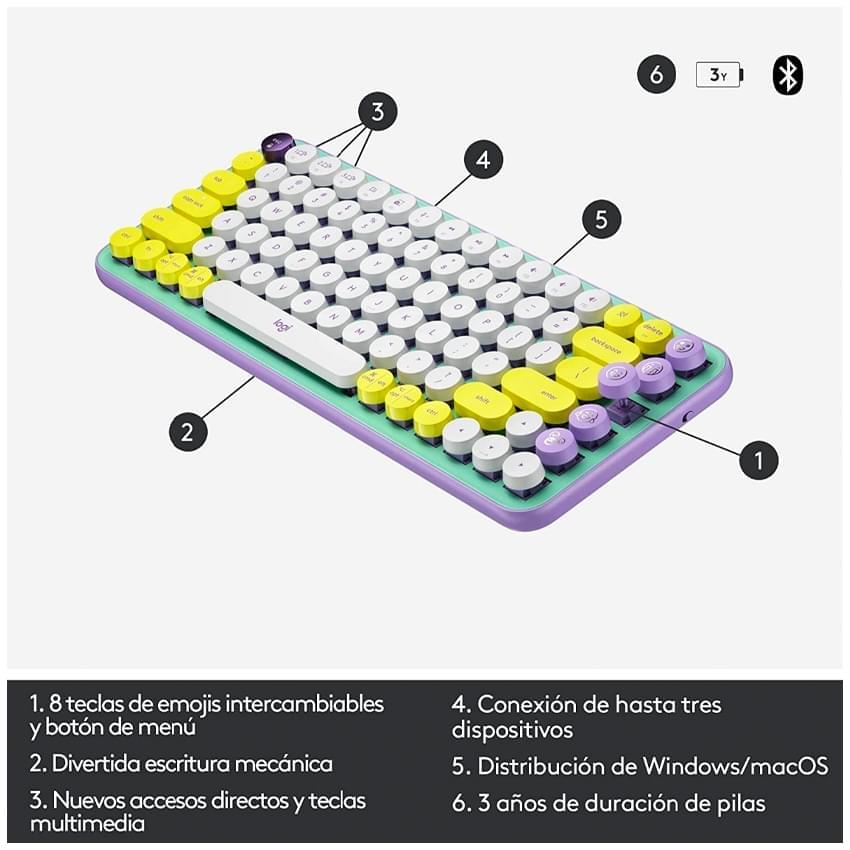 Teclado Mecanico Logitech Pop Keys Fresh Vibes